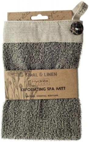 Hydrea London Natural Charcoal Sisal & Linen Exfoliating Square Wash Mitt BEMT09