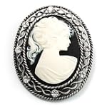 Vintage Antique Silver Cameo Crystal Brooch