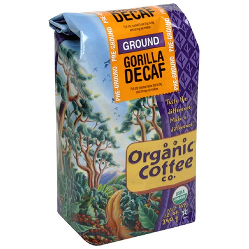 The Organic Coffee Co. Gorilla Decaf Ground Coffee, 12-Ounce Bags (Pack of 2)
