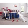 Cabin Bed White Mid Sleeper Bunk with Slide Blue Tent 6005