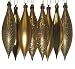8ct Vegas Gold Shatterproof 4-Finish Finial Drop Christmas Ornaments 5.5"