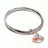 Inspirational Engraved Friendship Bangle Bracelet Silver Metal with 
