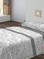 Casa Campo  Juego De Sábanas 100%Cotton Leaves (Gris)