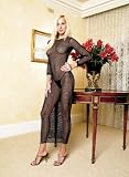 2Pc Fishnet Long Sleeved Dress, Includes G-String