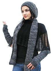 Handmade Alpaca Scarf, Rasta Hat and Fingerless Gloves Set - Masterpiece in C...