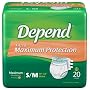 Depend Fitted Maximum Protection Briefs Size Small/Medium Pk/20