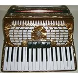 Rossetti Piano Accordion 60 Bass, 34 Key, 5 Switch, Case and Straps, GOLD