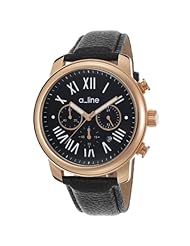 a_line Womens AL-80163-RG-01 Amor Analog Display Japanese Quartz Black Watch