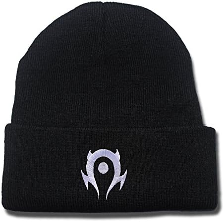 ANDREYD World Of Warcraft Alliance Logo Beanie Fashion Unisex Embroidery Beanies Skullies Knitted Hats Skull Caps - Black/White