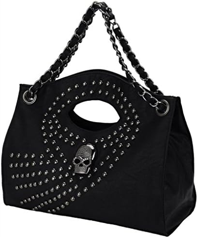 Fashionkey Studded Skull Top Chain Straps Shoulder Bag Tote Bag