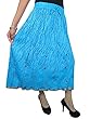 Designer Skirts- Golden Lace Crinkle Broomstick Blue Skirt for Womens