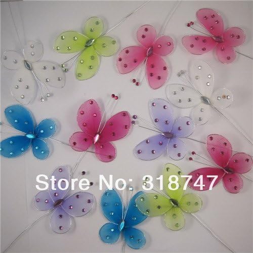 6pcs 6cm Random Mixed Colors Silk Butterfly for Home/Wedding Decoration