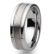 Grooved Brushed and Polished Tungsten Carbide Ring (8.0 mm) - Sizes 7-13