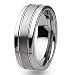 Grooved Brushed and Polished Tungsten Carbide Ring (8.0 mm) - Sizes 7-13