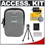 Nikon Coolpix Soft Grey Camera Carrying Case + Cameta Accessory Kit for L18, L19, L20, S60, S70, S200, S210, S220, S230, S520, S550, S560, S570, S600, S610, S610c, S620, S630, S640 & S710 Digital Cameras