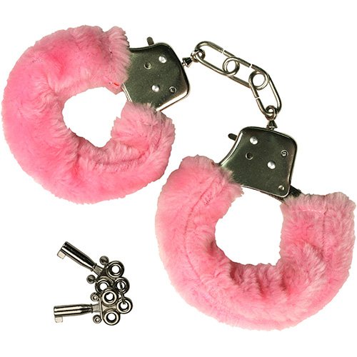 Love Adult METAL FUZZY HANDCUFFS Furry Joke Toys Police Prop Sexy Cuffs