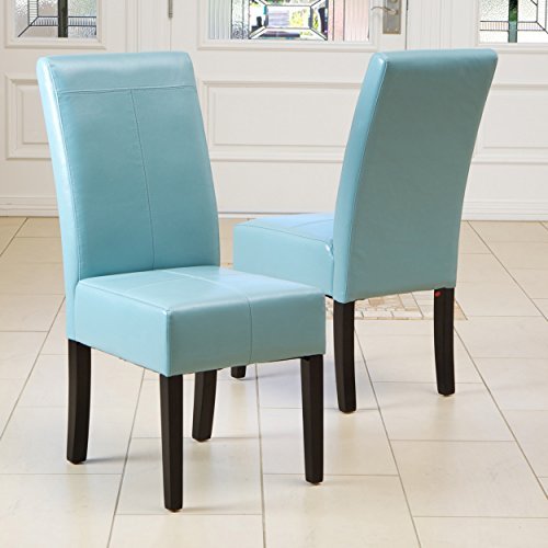 ! salelanyt Stella Teal Blue Leather Dining Chair (Set of 2) tamgiucb