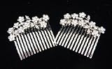 Pair Of Rhinestones and crystals Flower Hair combs Tiara for Weddings, Proms, quinceanera or pageants