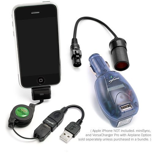 Apple iPhone 3G miniSync - VersaCharger PRO Bundle with iPhone Charging Adapter and Airplane Option (USB (Black), European outlet plug)