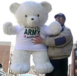 JUMBO 4-FEET-TALL WHITE TEDDY BEAR WEARING SOMEBODY IN THE ARMY LOVES YOU T-SHIRT JUMBO 4-FEET-TALL WHITE TEDDY BEAR WEARING SOMEBODY IN THE ARMY LOVES YOU T-SHIRT