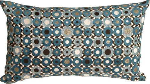 Pillow Decor - Houndstooth Spheres 12x20 Blue Decorative Throw Pillow