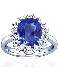 Platinum Cushion Cut Blue Sapphire Ring With Sidestones