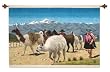 Wool tapestry, 'Llamas Walk Homeward' Wool tapestry, 'Llamas Walk Homeward'