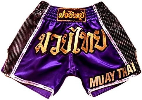 Muay Thai Kick Boxing Shorts Trunks Pants Purple Size M Satin Retro