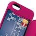 CoverON Hybrid Dual Layer Case with Credit Card Holder for Apple iPhone 5C - Rose Pink Hard Black Soft Silicone