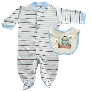 Touched by Nature Organic Sleep N Play & Bib, Blue, 3-6 months [Apparel]