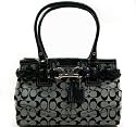 AUTHENTIC COACH HAMPTONS SIGNATURE CARRYALL 13065 (BW/Black)