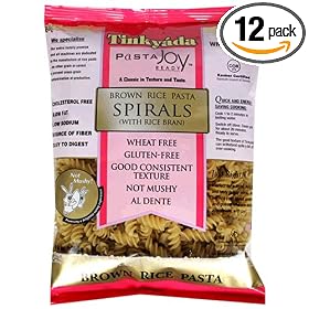 Tinkyada Brown Rice Spirals with Rice Bran,  Gluten Free, 16-Ounce Packages (Pack of 12)