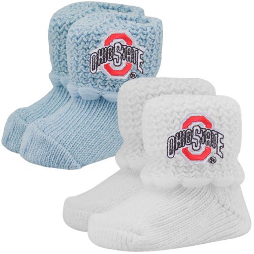 Ohio State Buckeyes Infant Light Blue-White 2-Pack Non Kick-Off Booties (0-6 Months)