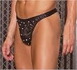Men's Leather Thong with studs in One Size, Plus Size