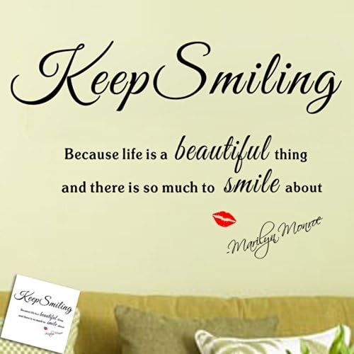 Tinaly Keep Smiling Because Life is a Beautiful Thing Vinyl Wall Quotes Decal - 2808