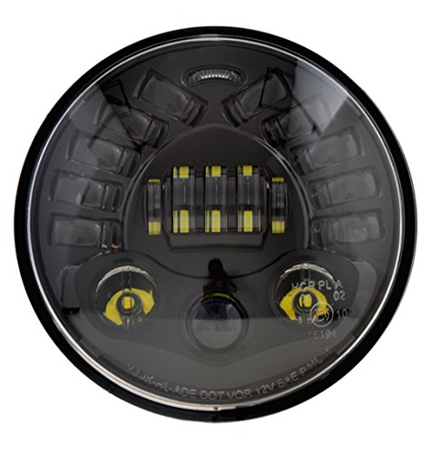 TOPPOWER Black 7" Round Daymaker LED Projectior Headlight With DRL Turn Signal CREE 50W H/L for Harley Davidson Motorcycle