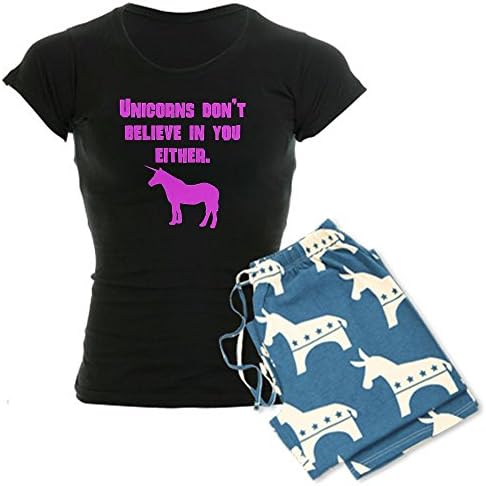 CafePress Pink Unicorns Dont Believe In You Either pajamas Women's Dark Pajamas