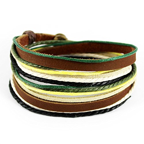 November's Chopin Unique Charm Colorful Multistrand Leather Adjustable Wrap Bracelet (Yellow)