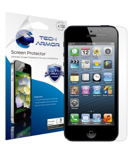 Tech Armor iPhone 5 Premium High Definition (HD) Clear Screen Protector [3-Pack] - Retail Packaging
