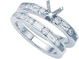 1.05 cts Baguette Diamonds Wedding Set - Platinum, 18kt White or Yellow Gold