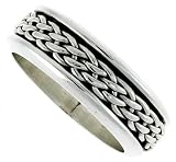 5/16 (8 mm) Sterling Silver Woven Design Spinner Ring