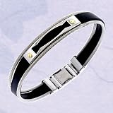 18K Gold Rubber & Stainless Steel Mens Bracelet