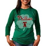 MLB Majestic Threads Philadelphia Phillies Ladies St. Patrick's Day Raglan Premium T-Shirt - Green (Small)
