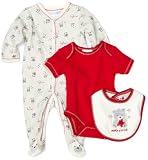 Vitamins Baby Boys Newborn Pilot 3 Piece Sleep and Play Set, Red, 3 Months
