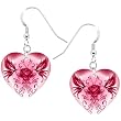 Heart Pink Tribal Butterfly Rose Earrings
