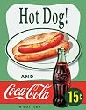 CLASSIC COCA COLA - COKE HOT DOG - OFFICIALLY LICENSED STEEL METAL ADVERTISING WALL PLAQUE SIGN - 41CM X 32CM PEPSI