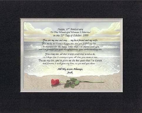 Personalized Touching and Heartfelt Poem for Anniversries - Happy Wedding Anniversary to the Wonderful Woman I Married . . . Poem on 11 x 14 inches Double Beveled Matting (Black On White)