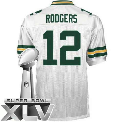 Green Bay Packers 12 Aaron Rodgers White Super Bowl NFL Jerseys Authentic Football Jersey Size 48-56 (Please Select the Size When You Order, Can Do Drop Shipping)