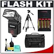 Precision Design DSLR300 Universal High Power Auto Flash with Zoom/Bounce/Swivel Head for Digital SLR Cameras + Tripod + Batteries + Charger + Case + Cleaning Kit