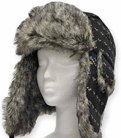 FASCINATOR TROOPER Black USHANKA Pilot AVIATOR Soft Wool Hat Trapper Men and Women